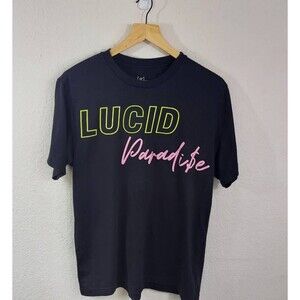 Lucid Paradise George Mens Black Graphic T-Shirt  M 38-40